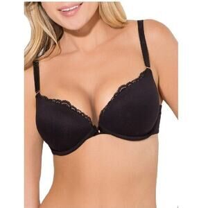 Smart & Sexy Women’s Curvy Black Lace Bra 36DD Full Figure Push Up